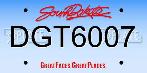 DGT6007 South Dakota License Plate