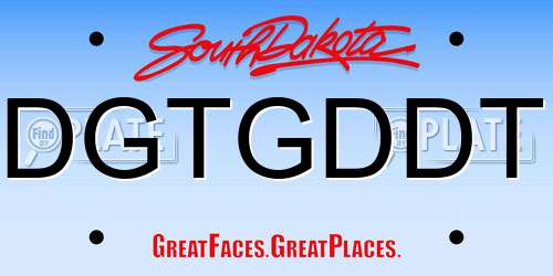 DGTGDDT South Dakota License Plate