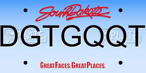 DGTGQQT South Dakota License Plate