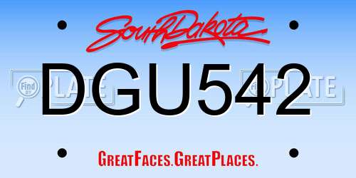 DGU542 South Dakota License Plate