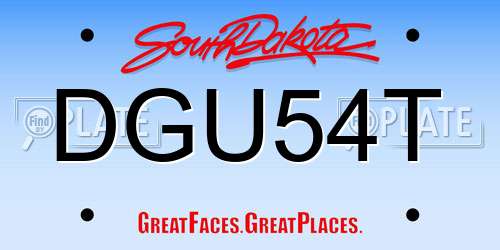DGU54T South Dakota License Plate