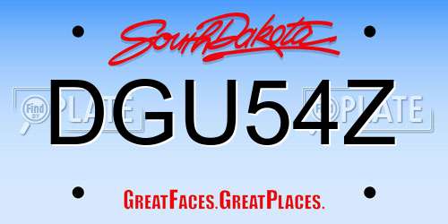DGU54Z South Dakota License Plate