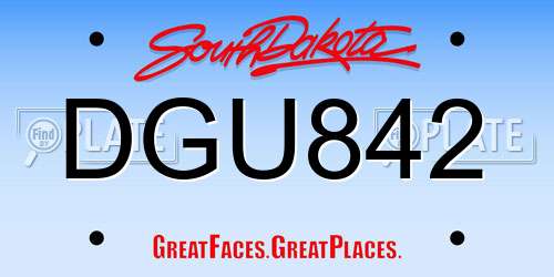 DGU842 South Dakota License Plate