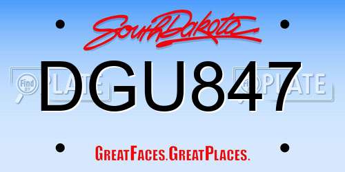 DGU847 South Dakota License Plate