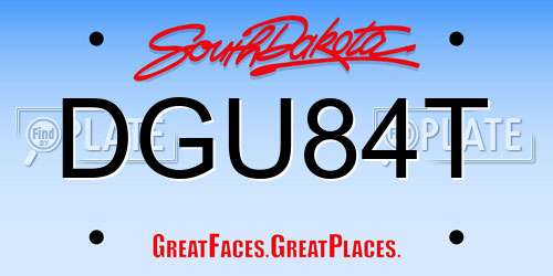 DGU84T South Dakota License Plate