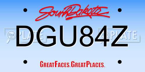 DGU84Z South Dakota License Plate