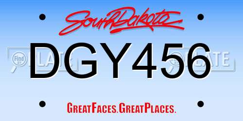 DGY456 South Dakota License Plate
