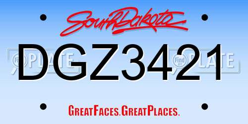 DGZ3421 South Dakota License Plate