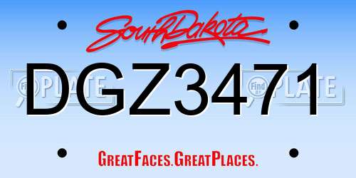 DGZ3471 South Dakota License Plate
