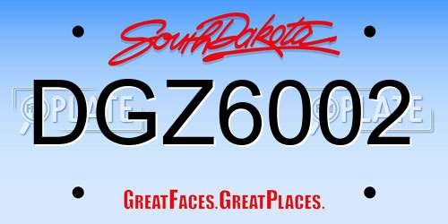 DGZ6002 South Dakota License Plate