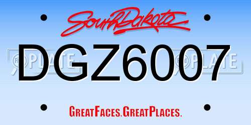 DGZ6007 South Dakota License Plate
