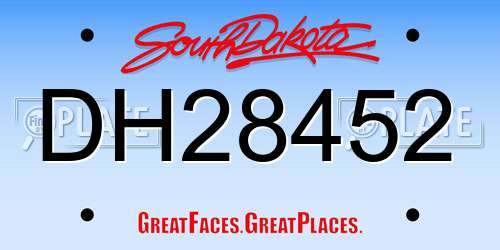 DH28452 South Dakota License Plate