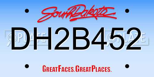 DH2B452 South Dakota License Plate