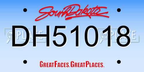 DH51018 South Dakota License Plate