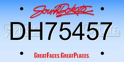 DH75457 South Dakota License Plate