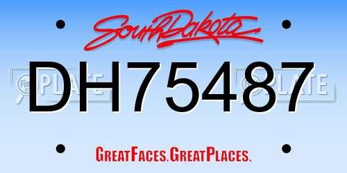 DH75487 South Dakota License Plate