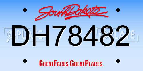 DH78482 South Dakota License Plate