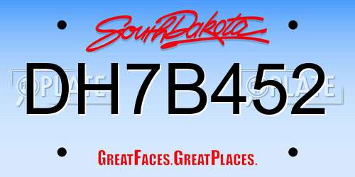 DH7B452 South Dakota License Plate