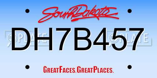 DH7B457 South Dakota License Plate