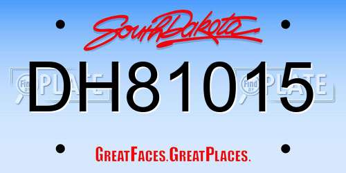 DH81015 South Dakota License Plate