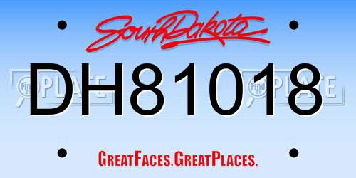 DH81018 South Dakota License Plate