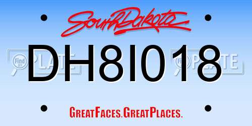 DH8I018 South Dakota License Plate