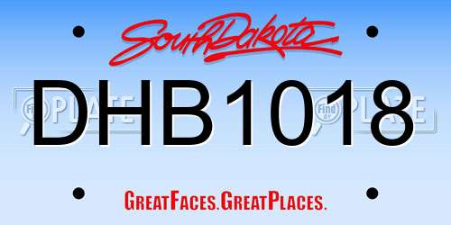 DHB1018 South Dakota License Plate