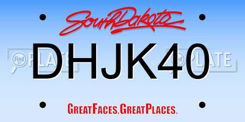 DHJK40 South Dakota License Plate
