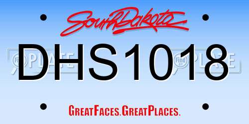 DHS1018 South Dakota License Plate