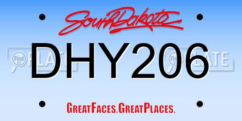 DHY206 South Dakota License Plate