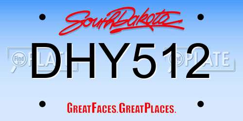 DHY512 South Dakota License Plate