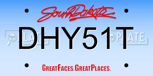 DHY51T South Dakota License Plate