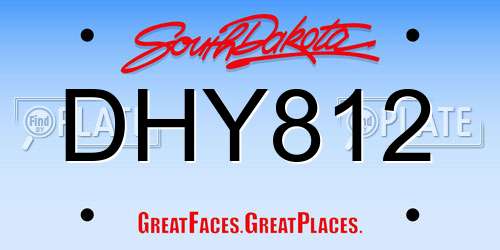 DHY812 South Dakota License Plate