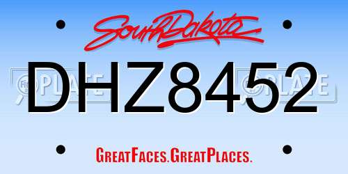 DHZ8452 South Dakota License Plate