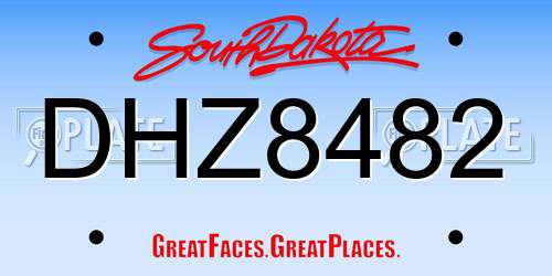 DHZ8482 South Dakota License Plate