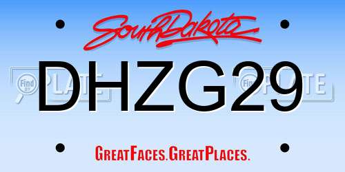 DHZG29 South Dakota License Plate