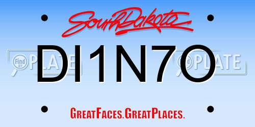 DI1N7O South Dakota License Plate