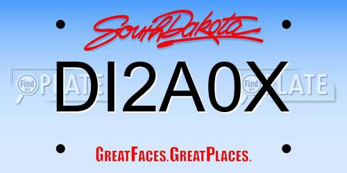 DI2A0X South Dakota License Plate