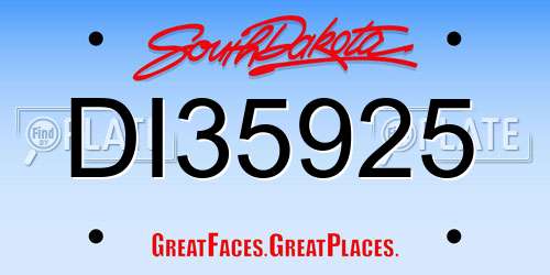 DI35925 South Dakota License Plate