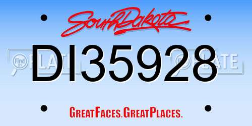 DI35928 South Dakota License Plate