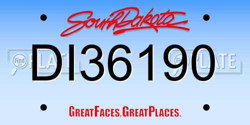 DI36190 South Dakota License Plate
