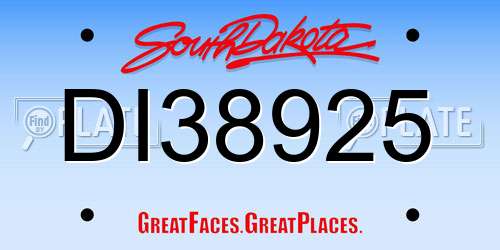 DI38925 South Dakota License Plate