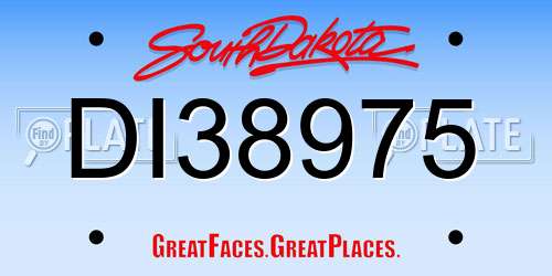 DI38975 South Dakota License Plate