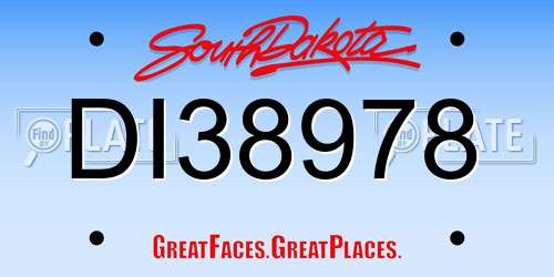 DI38978 South Dakota License Plate