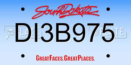 DI3B975 South Dakota License Plate