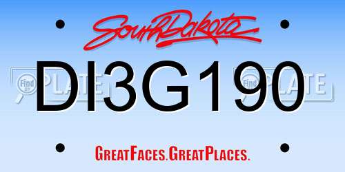 DI3G190 South Dakota License Plate
