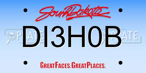 DI3H0B South Dakota License Plate