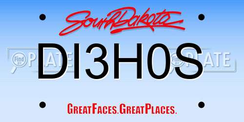 DI3H0S South Dakota License Plate