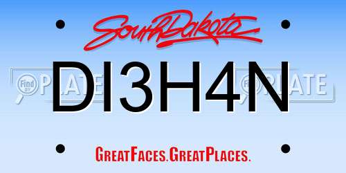 DI3H4N South Dakota License Plate
