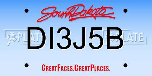 DI3J5B South Dakota License Plate
